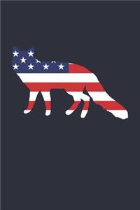 Fourth of July Gift for Fox Lover - American Flag Fox Notebook - USA Flag Fox Journal