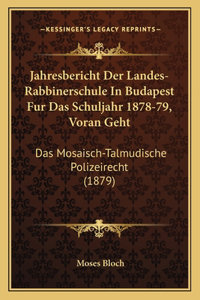 Jahresbericht Der Landes-Rabbinerschule In Budapest Fur Das Schuljahr 1878-79, Voran Geht