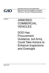 Armored commercial vehicles, DOD has procurement guidance, but Army could take actions to enhance inspections and oversight