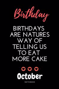 October birthday notebook - Amazing birthday notebook with black cover