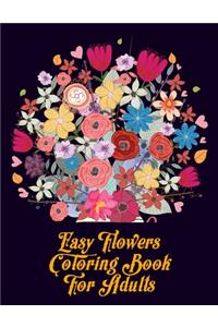 Easy Flowers Coloring Book For Adults