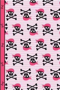 Pink Pirate Girl Skulls and Bones Dot Grid Paper