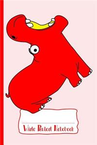 Red Hungry Hippo Wide Ruled Notebook