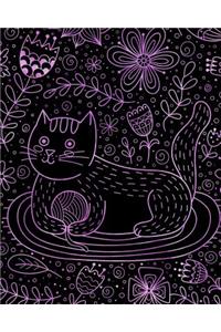 Journal Notebook Cute Cat in Flowers Pattern 5