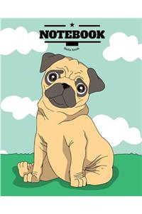 Notebook: Sweet Pug: Book: Diary, 120 pages, 8" x 10" (Notebook Lined, Blank No Lined)