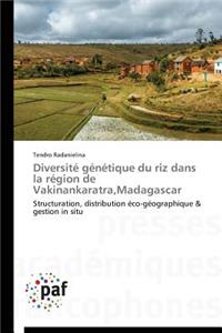 Diversité Génétique Du Riz Dans La Région de Vakinankaratra, Madagascar
