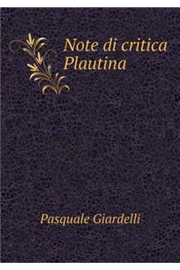 Note Di Critica Plautina