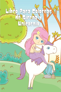 Libro Para Colorear de Sirena y Unicornio