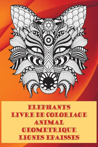 Livre de coloriage - Lignes épaisses - Animal géométrique - Éléphants
