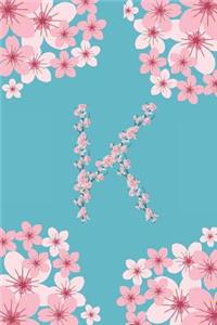 K Monogram Letter K Cherry Blossoms Journal Notebook