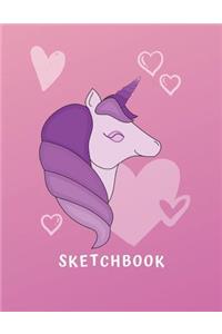 Sketchbook: Cute Unicorn On Pink, Large Blank Paper Sketchbook For Girls: For Drawing And Sketching, Sketch Book for Kids, 8.5x11 120 Pages