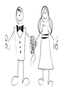 Wedding Journal Sketched Bride Groom Couple Hold Hands
