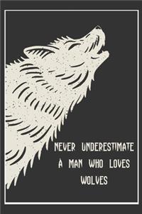 Never Underestimate A Man Who Loves Wolves