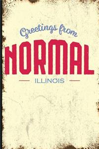 Greetings from Normal, Illinois: Funny Name of a Town in Il College Ruled Lined Journal Book to Write Your Best Vacation Spots in the World