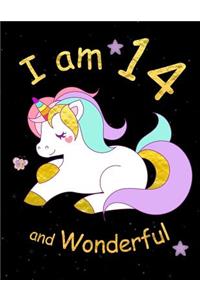 I am 14 and Wonderful: Cute Unicorn 8.5x11 Activity Journal, Sketchbook, Notebook, Diary Keepsake for Women & Girls! Makes a great gift for her 14th birthday.