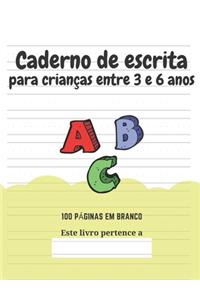 Caderno de escrita para crianças entre 3 e 6 anos