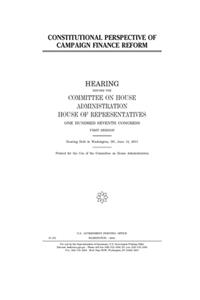 Constitutional perspective of campaign finance reform