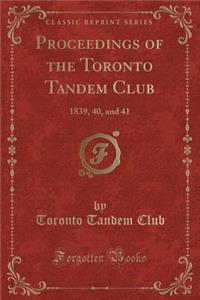 Proceedings of the Toronto Tandem Club