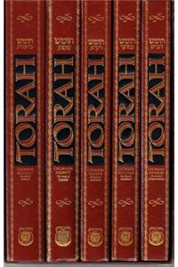 Torah Chumash 5-Volume Set in Slip-Case: With an Interpolated English Translation and Commentary Based on the Works of the Lubavitcher Rebbe.