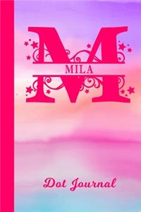 Mila Dot Journal: Personalized Custom First Name Personal Dotted Bullet Grid Writing Diary - Cute Pink & Purple Watercolor Cover - Daily Journaling for Journalists & 