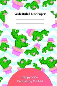 Cute Cactus Theme Wide Ruled Line Paper