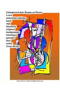 Geïnspireerd door Braque en Picasso Leren analytische kubisme kunst stijl kleurboek origineel handgemaakt tekeningen gemaakt door artiest Grace Divine