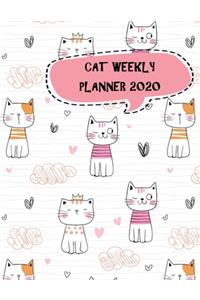 Cat Weekly Planner 2020: Kawaii cat stuff monthly weekly planner with 12 months Jan 2020 - Dec 2020 for Schedule Organizer, To Do List, Academic Schedule, Appointment Calend