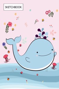 Sketchbook: Whale in the under sea cover (8.5 x 11) inches 110 pages, Blank Unlined Paper for Sketching, Drawing, Whiting, Journaling & Doodling