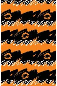 Journal Notebook Orange Lips - Abstract Orange and Black Pattern