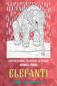 Libro da colorare - Disegni animali alleviare lo stress - Animali carini - Elefanti