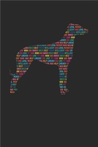 Lurcher Journal - Lurcher Notebook 'Word Cloud' - Gift for Lurcher Lovers