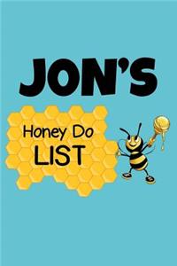 Jon's Honey Do List: Personalized Honey-Do Notebook for Men Named Jon - Cute Lined Note Book Pad - Novelty Notepad with Lines - Bee & Honey To Do List Journal for Men, H