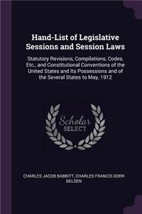 Hand-List of Legislative Sessions and Session Laws