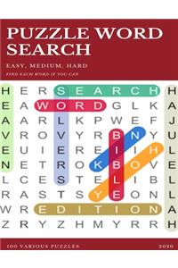 Puzzle Word Search Easy, Medium, Hard Find Each Word If You Can 100 Various Puzzles 2020