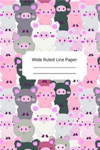 Cute Baby Pig Theme Wide Ruled Line Paper