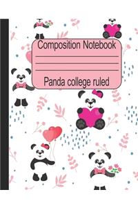 Panda college ruled composition notebook