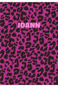 Joann: Personalized Pink Leopard Print Notebook (Animal Skin Pattern). College Ruled (Lined) Journal for Notes, Diary, Journaling. Wild Cat Theme Design wi