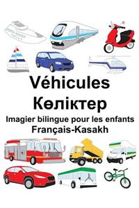 Français-Kasakh Véhicules Imagier bilingue pour les enfants