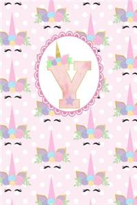 Unicorn Monogram Journal - Letter Y