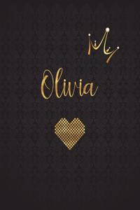 Olivia: Personalized Black XL Journal with Gold Lettering, Girl Names/Initials 8.5x11, Journal Notebook with 110 Inspirational Quotes, Journals to Write In 