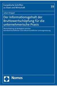 Informationsgehalt Der Bruttowertschopfung Fur Die Unternehmerische Praxis