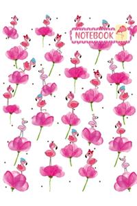 Notebook.Flamingo Notebook College Ruled Jounal Set For Girls, Little Girl.One Subject School Exercise Book-Pink Flamingo Watercolor.