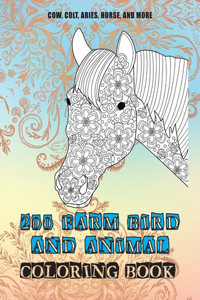 200 Farm Bird and Animal - Coloring Book - Cow, Сolt, Aries, Horse, and more