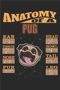 Anatomy Of A Pug: Anatomy Of A Pug Notebook Journal 6x9 Personalized Customized Gift For Pug Mom Dad Lined Paper