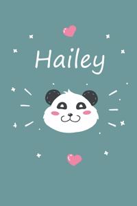 Hailey: A cute personalized panda notebook/ diary for girls and women, with 100 lined pages in 6x9 inch format. Personal Diary Personalized Journal Customiz