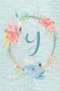 2020 Weekly Calendar Planner - Letter Y - Light Blue and Pink Floral Design