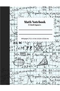 Math Notebook 1/2 Inch Squares