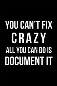 You Can't Fix Crazy All you Can do is Document It