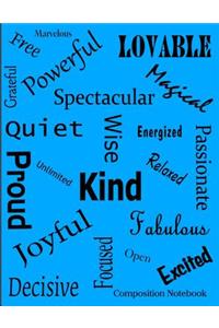 Affirmation Words Composition Notebook