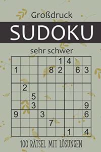 Großdruck Sudoku - 100 Rätsel mit Lösungen - Sehr Schwer